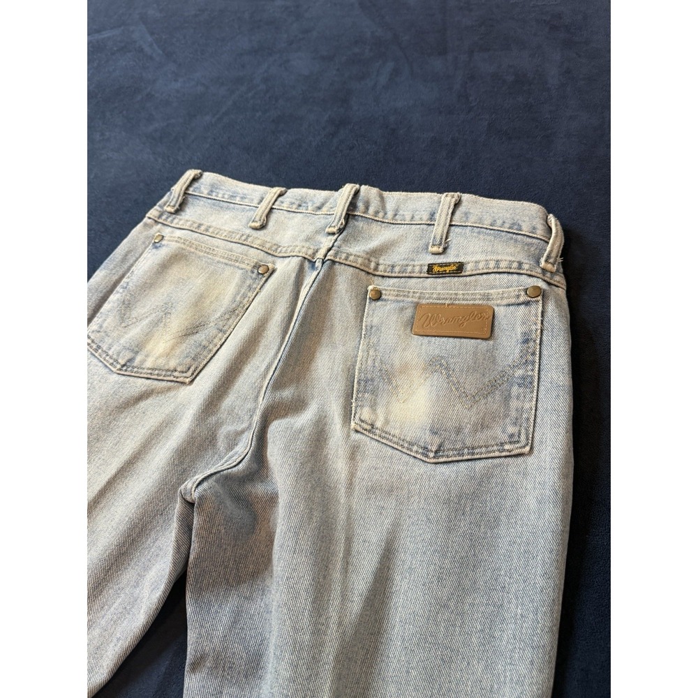 Vtg Wrangler Cowboy Cut Jeans 32x27 Light Blue Bleach Splatter 936ATW Bootcut